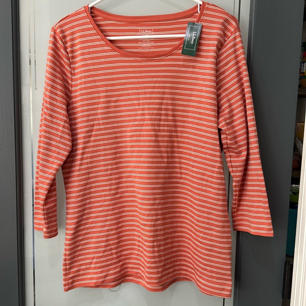L.L. Bean striped top with three-quarter length sleeves, L